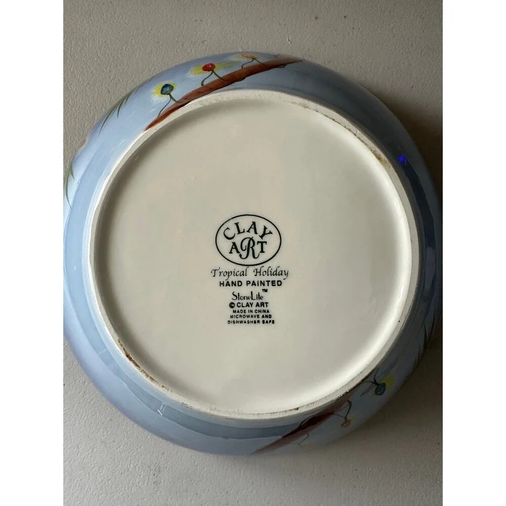 Tropical Holiday By Clay Art Pottery Rare Discontinued Replacement Glazed Bowl L